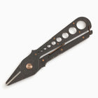 Herb Harvest and Strip Tool made of dark stainless steel with copper accents, featuring a serrated grip and safety latch.