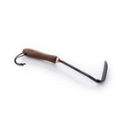 Barebones Japanese Weeding Hoe with a sharp black blade, walnut handle, and copper ferrule on a white background.