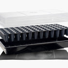 Jump Start Germination Station with 72-cell tray, black base, and clear 2-inch humidity dome on a heating mat.